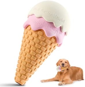 PAWLOT TWIST Cute & Tough Ice Cream Chew Toy/Floating Water Toy/Pool/Beach/for Medium & Large Dogs/Heavy Duty/Natural Rubber/Fillable/Treat Dispensing/for Aggressive Chewers