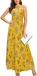 STYLEWORD 2025 Women's Fashion Summer Sundresses Sleeveless Vacation Tropical Hawaiian Beach Maxi Long Spring Dresses(Floral 36,XXL)