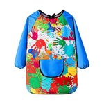 Art Smock for Girls Boys Long Sleeve Art Aprons Kids Waterproof Apron Toddler Painting Apron Child (Blue, 6-9 Years)