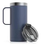 RTIC 16 oz Coffee Travel Mug with Lid and Handle, Stainless Steel Vacuum-Insulated Mugs, Leak, Spill Proof, Hot Beverage and Cold, Portable Thermal Tumbler Cup for Car, Camping, Freedom Blue