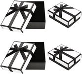 Fanshiontide 4 Packs Small Gift Boxes,9x7x3 cm White Kraft Gift Boxes Jewelry Gift Box with Black Ribbon Bow, Elegant Earrings Necklace Gift Boxes for Birthday Father‘s Day(White)