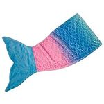 Kids Mermaid Tail Blanket, Soft Flannel Fleece Mermaid Tail Blankets for Girls, All Seasons Sleeping Blanket, Rainbow Ombre Fish Scale Design Snuggle Blanket, Mermaid Gifts for Girls, 43 x 100cm