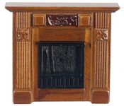 Melody Jane Dollhouse Miniature Small Walnut Wood Elizabeth Fireplace 1:12