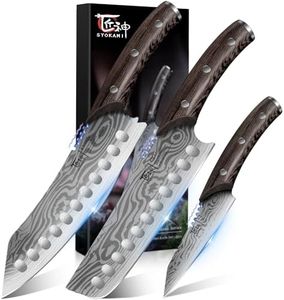 SYOKAMI Kitchen Knife Set, 3PCS Japanese Style Chef Knives Set, Ultra Sharp Kiritsuke, Nakiri, Paring for Precision Cutting, Damascus Pattern Ergonomic Full Tang Wooden Handle, Christmas Cooking Gifts