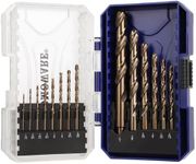 COMOWARE Cobalt Drill Bit Set- 14Pcs M42 8% Cobalt High Speed Steel Twist Jobber Length for Hardened Metal, Stainless Steel, Cast Iron and Wood Plastic with Indexed Storage Case, 1/16"-1/2"