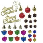 Assorted Christmas Ornaments - Set of 32 - Colorful Holiday Decorations - Ornament Sizes Vary from 1" to 2 1/2"