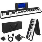 Folding Piano,Kmise Electric Keyboard 88 Keys Semi-Weighted Digital Keyboard Piano Bluetooth Foldable Keyboard with MIDI Sustain Pedal,Music Sheet Holder,Carry Bag