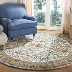 Safavieh Aspen Collection Premium Wool Round Area Rug, 7', Ivory/Blue
