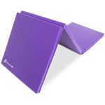 ProsourceFit Tri-Fold Folding Thick Exercise Mat 6’x2’ with Carrying Handles for MMA, Gymnastics, Stretching, Core Workouts, Purple
