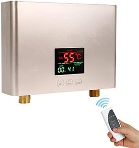 Calentador de agua eléctrico sin tanque, 3 kW, 220 V, calentador de agua instantáneo, pequeño, sin tanque, calentador de agua instantáneo, cocina y baño, 30-55 ℃, pantalla digital, listo para conectar