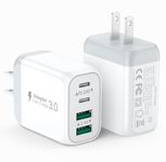 2-Pack 40W USB C Wall Plug, 4 Port Fast Charging Block PD 3.0 Multi Port Type C Adapter Cube for iPhone 16/16 Pro/16 Pro Max/15/14/13/12/11pro, iPad Pro/Mini/Air, Google Pixel/Pixel 3a/ XL/3/2XL