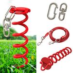 Dog Tie Out Cable and Stake - 360° No Tangle Heavy Spiral Dog Yard Stake and Leash for Small Medium Large Dogs Up to 100 lbs - 30ft Dog Chain Leash for Outside Yard Beach Lawn (Red)