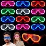 Mikulala 12Pcs LED Glasses Party Supplies Party Glasses 5 Colour Light up Glasses for Birthday Concert Light Up Toys Glow in the Dark Neon Party Decorations for Adults