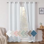 Simplebrand Jenny White Linen Textured Blackout Curtains for Bedroom 84 Inch Length 2 Panels Set, Full Light Blocking Thermal Insulated Heavy Window Treatment Drapes, Farmhouse Curtains, 38" W