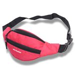 Dein Kleider Waist Pack Travel Handy Hiking Zip Pouch Document Money Phone Belt Sport Bag Bum Bag for Men and Women Nylon (Red)