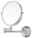 DRIZZLE Face Mirror 8 Inch (One Side Standard & One Side 5X Magnifying) / Shaving Mirror/Makeup Mirror/Vanity Mirror/Wall Mount Face Mirror/Bathroom Mirror/Adjustable Mirror