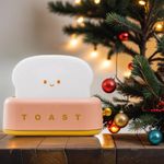 ipalmay Toast Night Light, Kawaii Desk Decor Dimmable Bedside Night Lamp Rechargeable, Auto-Off Bedroom Sleep Light, Cute Gifts for Girls, Boys, Teens, Friends Birthday, Thanksgiving, Christmas