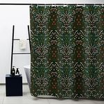 Obal William Morris Shower Curtain, Original Design Green Red White Christmas Shower Curtain Sets for Bathroom Heavy Weight Fabric Bath Curtain Washable 12 Hooks, 71x71” Blackthorn