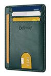 Buffway Slim Minimalist Front Pocket RFID Blocking Leather Wallets for Men Women - Alaska Green