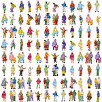 P150W 100pcs 1:150 Painted Figures N Scale Standing People Assorted Poses Model Trains