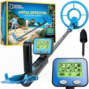 NATIONAL GEOGRAPHIC Metal Detector for Kids - 7.4" Waterproof Metal Detector Coil, Lightweight Gold Detector with Pinpoint Function & LCD Display, Beach Metal Detector (Amazon Exclusive)