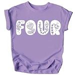 Four Floral Numbers Ages 1-7 Girl's