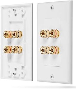 Fosmon Home Theater Wall Plate - Premium Quality Gold Plated Copper Banana Binding Post Coupler Type Wall Plate (White) (Two Speaker)