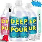 Teexpert Deep Pour Epoxy Resin, 1.5 Gallon Crystal Clear Epoxy Resin Kit for 2-4" Pour Depths, High Gloss Bubble-Free Casting Resin for Flower Preservation River Tables and Mold Crafts - 2:1 Mix Ratio