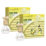 Aromahpure Premium Car Perfume Vent Clip |14 ML |Lemon Fragrance Car Air Freshener |Natural Essential Fragrance Oils in Glass Bottle with Wooden Reed Sticks|Last upto 30 days. Pack 2, IFRA certified