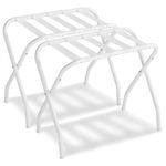 SONGMICS Luggage Rack, Set of 2, Luggage Racks for Guest Room, Suitcase Stand, Steel Frame, Foldable, for Bedroom, Cloud White URLR064W02