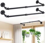 Plant Hanger Indoor, 34.2in Strong Load-Bearing Hanging Plant Holder, Window Plant Rod Black Metal Bar for Wall Ceiling Decor Shelves, 2 Pcs(Pot Chain & Plant Not Included)