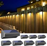 Aulanto Solar Fence Lights 8 Pack-Mini Warm White and 10 RGB Modes Fence Solar Lights Outdoor Waterproof Fence Lights Solar Power Color Glow LED Solar Lights for Backyard Fence,Deck Railing,Patio