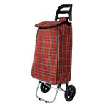 Trendsetters Shopping Trolley – 45L Large Capacity Shopping Trolley On Wheels – 2 Wheels Thermal Liner Foldable & Elegant Shopping Cart for Groceries (Tartan)