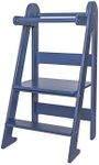 TOYBOX Learning Tower, Montessori Toddler Kitchen Tower, Foldable & Compact Learning Helper Stool for Toddlers with Safety Rail (Navy Blue)