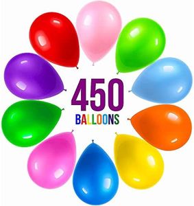 Prextex 12-Inch Balloons, 10 Assorted Colors, 450 pcs | Multi-Colored Rainbow Balloon | Strong Balloons Bulk | Wedding Balloon Arch Kit, Garland Kit, Baby Shower, Graduation, Birthday Decorations