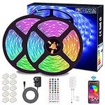 ALED LIGHT Bluetooth LED Strip 10M Waterproof Lights Music Sync Color Changing RGB 12V 5050 Cuttable Sticky Lights with Remote&App Control Lights for Bedroom Outdoor Party TV Kitchen Kit(2x5m)