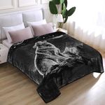 JYK Soft Blanket Korean Mink Blanket, 5 LB Fleece Blanket Queen 75'' x 87'' - 2 Ply Reversible 520GSM Super Soft Plush Flannel Blanket, Thick, Warm Bed Blanket for Autumn Winter - Moon Wolf/Wolf