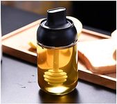 NOBILEA 250 ml honey dispenser glass bottle with dipper stick spoon,honey storage glass container with dipper spoon for home,small honey jar bottle for kitchen (empty/small) (pack of 1)
