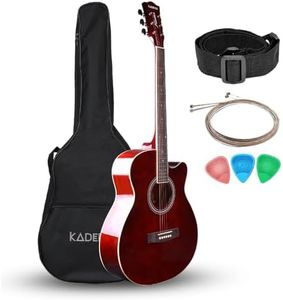Kadence FNTR-BRN Frontier 40" Acoustic Guitar | Grand Auditorium Cutaway | Comes with Bag, Set Of Strings, Strap, Picks | Includes Learning Course | Glossy Wine Red