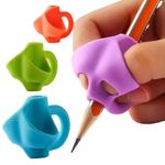 Silicone Pencil Grips Two-Finger for Kids Handwriting Pencil Holder for Children Preschoolers Writing Training Gripper Set for Kids, Soft, Non-Toxic (Set of 3)