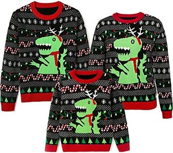 Simplee kids Ugly Christmas Round Neck Sweater Family Matching Outfits for Holiday Party Knitted Pullover,Long Sleeve for Winter 5-6T Kids