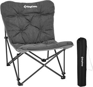 KingCamp Padded Oversized Camping Chair - XL Comfy Butterfly Folding Chair for Outdoor with Carry Bag,Portable Camp Chair for Adults, Indoor and Lawn Supports 300 lbs,Grey