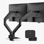 BenQ BDH01 Dual Ergo Monitor Arm -Heavy Duty Gas Spring|Supports Upto 35" & 44lbs(20 Kg) Monitor Screens|Top C Clamp and Grommet Base|Height Adjustable|Reinforcement Plate|VESA 75x75&100x100mm(Black)