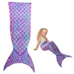 50x145cm Mermaid Tail Blanket, Little Mermaid Blanket for Girls Gifts, Ultra-Soft Flannel Sleeping Blankets Fish Scale Pattern Snuggle Blankets for Toddlers Teens Birthday (Purple)