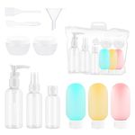 11 Piece Silicone Travel Bottle Set, Travel Bottles for Filling Toiletries, Leak-Proof, Refillable, TSA Approved, Empty Cosmetics, Travel Set, Travel Size Container for Shampoo, Lotion, Conditioner,