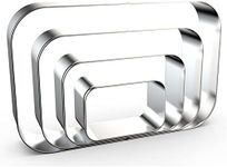 Rounded Rectangle Plaque Cookie Cutter Geometric Set for Baking - 5 Inch, 4 Inch, 3 Inch, 2 Inch - Geometric Frame Plaque Cookie Cutters Shapes Molds - Stainless Steel