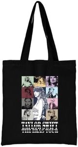 DEVINK Tote Bag, Reusable Cotton Canvas Tote Bag, Pop Singer Merch Shoulder Bag, Album Inspired Shopping Bag, Gifts for Music Lover, Black