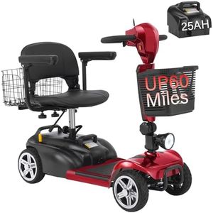 30-60 Miles Ecomobi MS02 Long Range 4 Wheels Electric Mobility Scooter for Adults/Seniors, 350W Powered Wheelchair Device w/25Ah Extended Battery, Dual Baskets/Rotating Seat, Compact Mobile for Travel