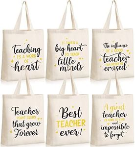 Amylove 6 Pcs Teacher Appreciation Gifts Teacher Canvas Tote Bags Teacher Gift Bags for Women Graduation Birthday Teachers Day Gifts