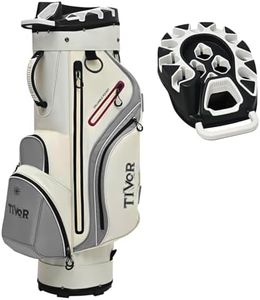 TIVOR 2026 T-Lock Golf Cart Bag-14-Way Full-Length Dividers,9 Pockets, Easy-Access Handle & Ergonomic Straps | Perfect for Cart & Walking, Includes Rain Cover-White＆Gray
